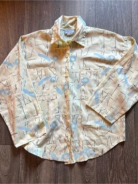 Vintage 1990’s Leslie Ann Button Down Blouse in Lemon